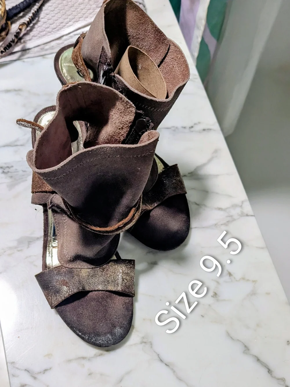 Diba Leather Women's Brown Suede Wedge Sandals 9.5